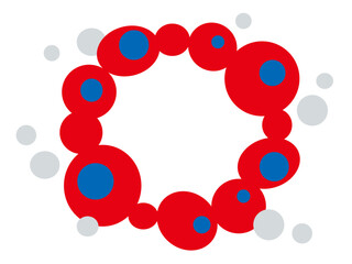 大阪EXPO万博スタイルの青と赤とグレーのイラストフレームベクター背景12