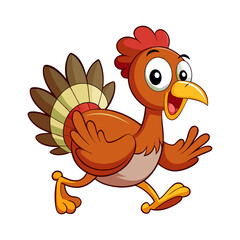 Thanksgiving turkey cartoon running clipart vector illustration