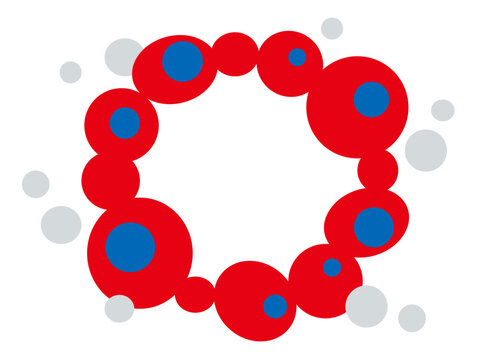 大阪EXPO万博スタイルの青と赤とグレーのイラストフレームベクター背景12