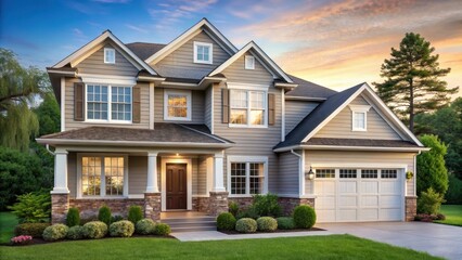 House Exterior Front View Large Two Story, property facade