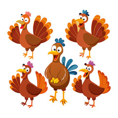 Set of turkey isolated on transparent background
