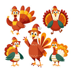 Set of turkey isolated on transparent background
