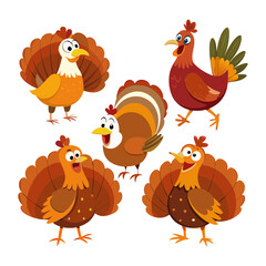 Set of turkey isolated on transparent background
