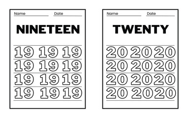 Number tracing practice worksheet with Worksheet for learning numbers. Number training writes and counts numbers. Exercises handwriting practice