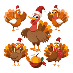 Set of turkey isolated on transparent background
