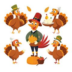 Set of turkey isolated on transparent background
