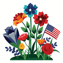 American flowers for gravesites isolated on white background