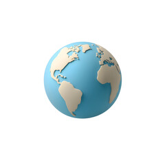 Fototapeta premium Soft blue 3D globe icon on white background