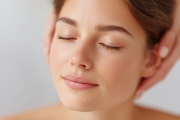 Obraz premium minimalistic capture of serene thai massage session highlights elegant hand movements and tranquil features