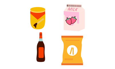 Snacks and junk food logo set
