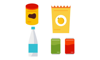 Snacks and junk food logo set