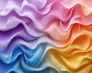 Obraz premium Vibrant flowing fabric in shades of pink, purple, blue, and orange creating a soft texture