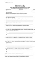 Obraz premium Form of NIKAH NAMA English version as prescribed under section 9 of the Muslim Bangladesh page 1 of 2 Bangladesh Muslim Law use for Marriage and Divorce paper Bangladesh Muslim marriage 
