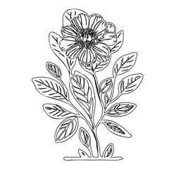 Elegant floral artwork featuring a detailed blossom and surrounding foliage