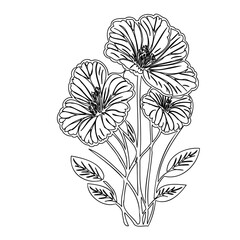 Elegant floral outline artwork showcasing delicate blossoms and stylized foliage