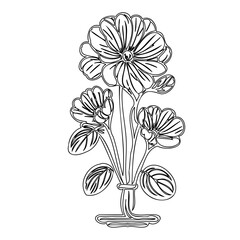 Elegant Floral Arrangement Line Art Illustration for Creative Design Projects