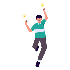 People Celebrating New Year Character. Vector Cartoon Illustration. 