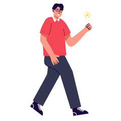 People Celebrating New Year Character. Vector Cartoon Illustration. 