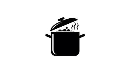 Boiling Pot Silhouette Icon Illustration