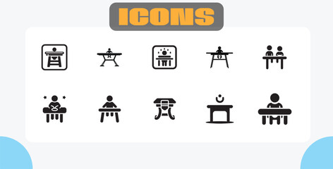 Baby High Chair and Feeding Icons Set - Minimalist Black Vector Graphic