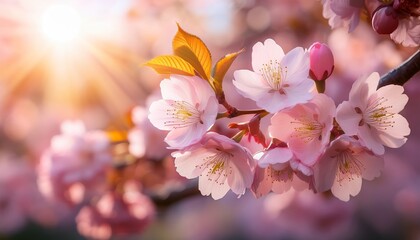Obraz premium Delicate Sunlit Cherry Blossom Beauty