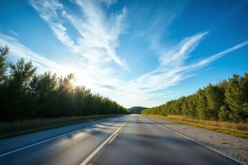 empty road with trees and clouds in the background 2