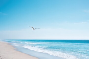 Fototapeta premium serene minimalistic scene capturing tranquil untouched beach from around world