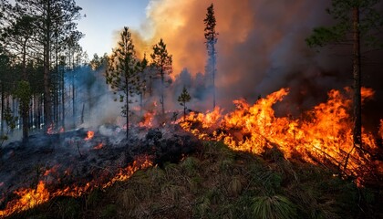 Fototapeta premium Inferno's Grasp Forest's Anguish