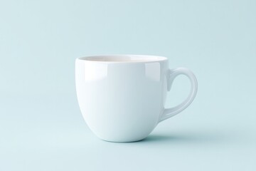 Fototapeta premium single sleek minimalistic coffee cup on pristine white surface surrounded by ample empty copy space