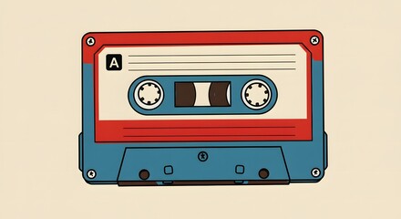 Obraz premium Retro Audio Cassette Tape Illustration