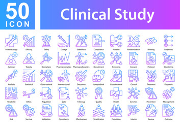 Clinical Study Icon Collection and Symple Concept Outline Gradient 