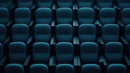 Fototapeta premium American Sport Concept. Empty rows of modern theater seats illuminated with blue light in an artistic arrangement
