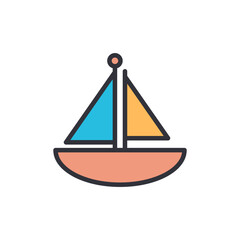 Sailboat toy colored icons, minimalist vector illustration ,simple transparent graphic element .Isolated on white background