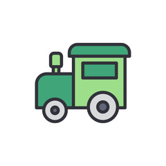 Train toy colored icons, minimalist vector illustration ,simple transparent graphic element .Isolated on white background