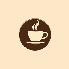 Coffee cup vector graphic design element for cafe menu and branding logo design template with brown color