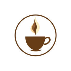 Brown coffee cup with steam logo vector illustration for cafe shop or restaurant branding design art 100