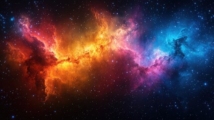 Naklejka premium Colorful celestial nebulae with vibrant hues in deep space.