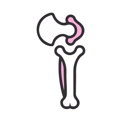 Hip Joint Anatomy Graphic with Bold Outlines on Black