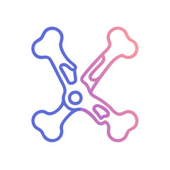 Crossed bones illustration in modern gradient colors on black