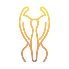 Abstract golden line art figure on black background