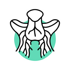 Abstract teal circle with black silhouette design element