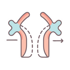 Diagram illustrating lung expansion with arrows indicating movement direction