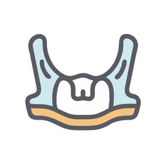 Stylized vector illustration of human hyoid bone in anatomy
