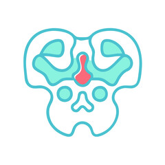 Abstract graphic skull design against a solid black background