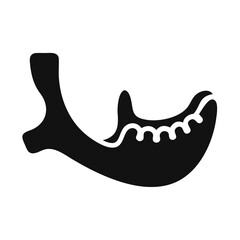 Black monochrome mandible silhouette anatomical illustration on a black background