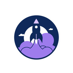 Rocket launch startup business logo design vector illustration graphic template for company and brand identity
