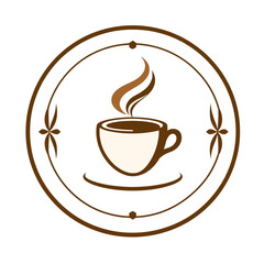 Hot coffee cup logo design vector illustration for cafe shop brand or restaurant business template 100