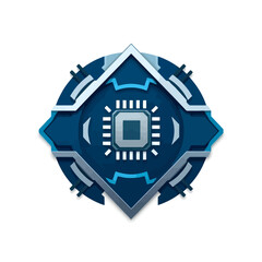 Blue chip technology icon vector illustration for semiconductor and microchip industry design concept