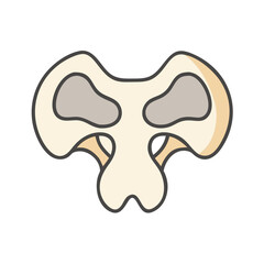Minimalist Bone Flat Illustration with Outline on Black Background