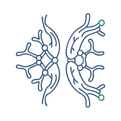 Abstract blue network symmetrical lines graphic art on black